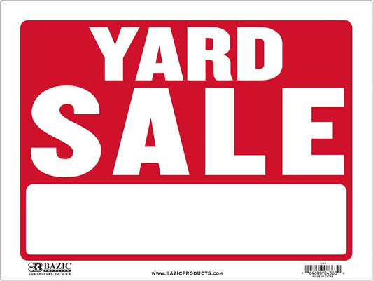 Yard Sale Sign 12x16 INCH Waterproof Plastic for Business Use