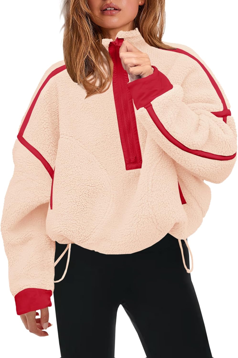 Panadila Womens Half Zip Sherpa Fleece Pullover for Cozy Style