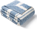 Snuggle Sac Stripe Blue Reversible Plush Blanket 60x80 in - Cozy Warm