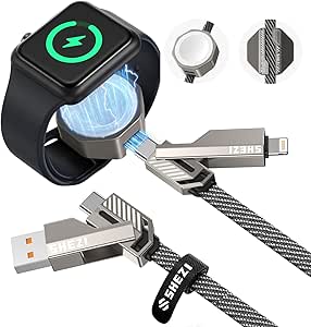 5-in-1 USB C to Lightning Cable with Apple Watch Charger - 60W