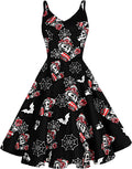 GOOBGS Women's 1950s Retro Spaghetti Strap Cocktail Swing Dress 12-14)