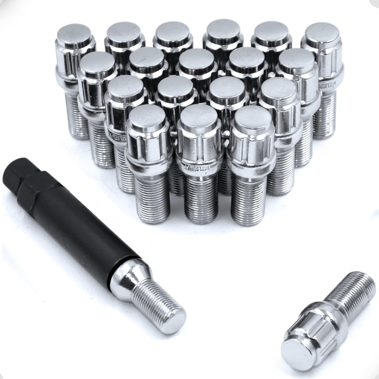 Chrome Lug Bolts Set of 20 for Aftermarket Wheels - 33mm Shank