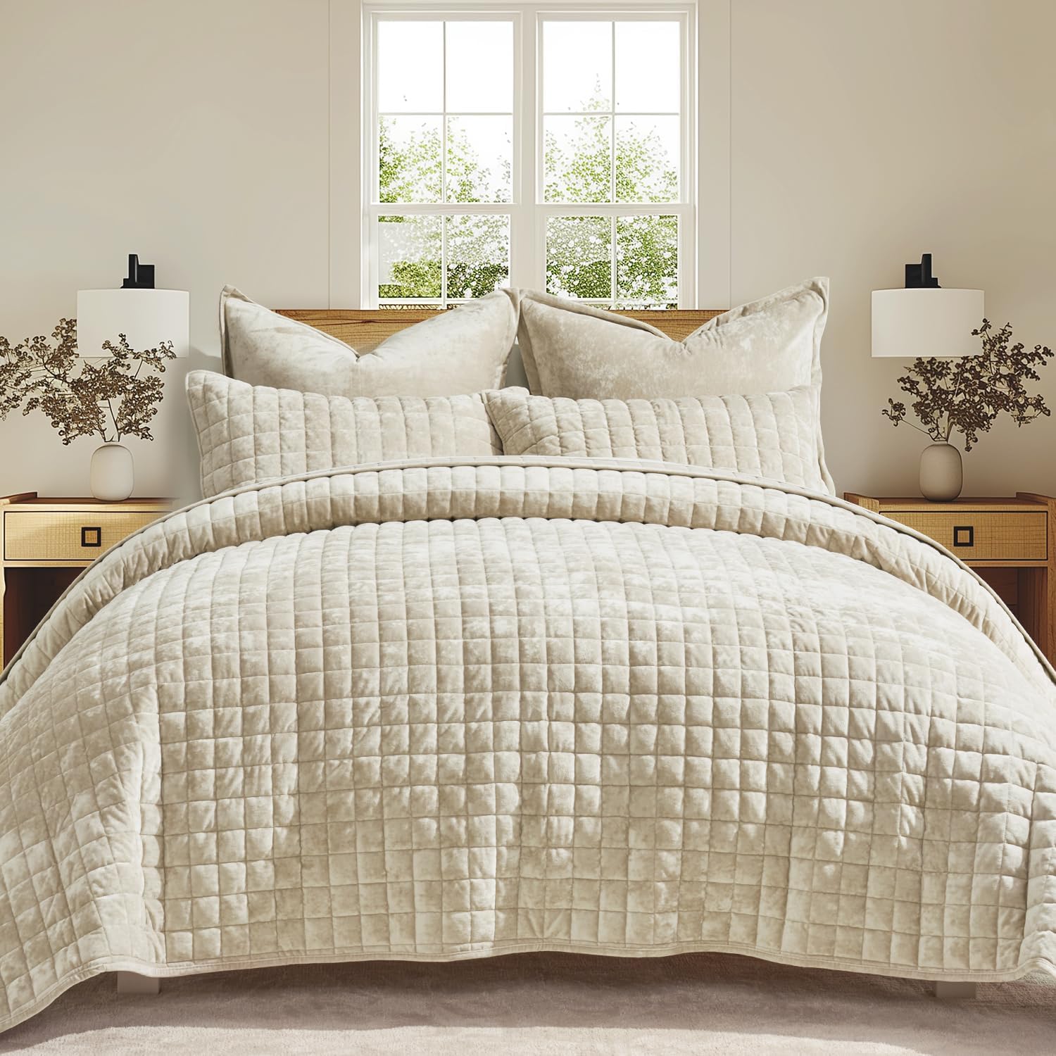 Luxury Velvet Quilt Set for Full Queen Size Bedding Comfort