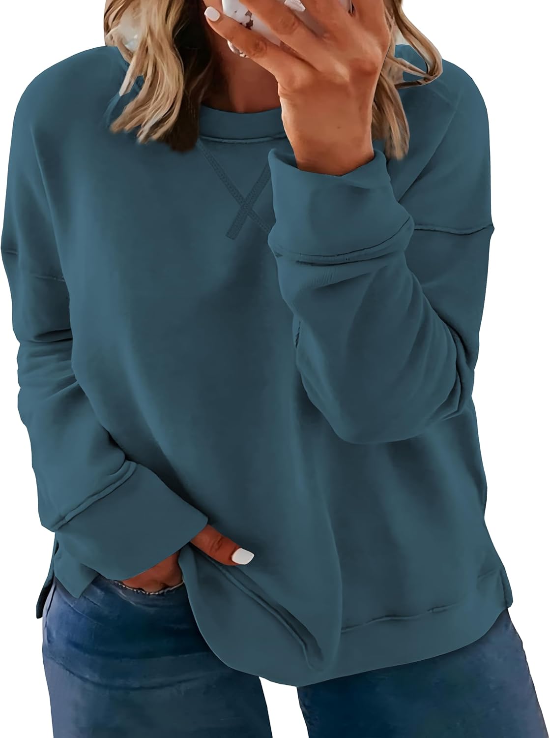 ForHailey Women's Plus Size Casual Crew Neck Sweatshirt