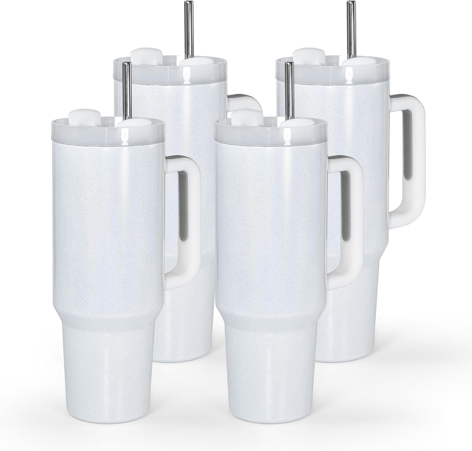 AGH 40 oz Sublimation Tumbler with Handle - 4 Pack Shimmer Cups