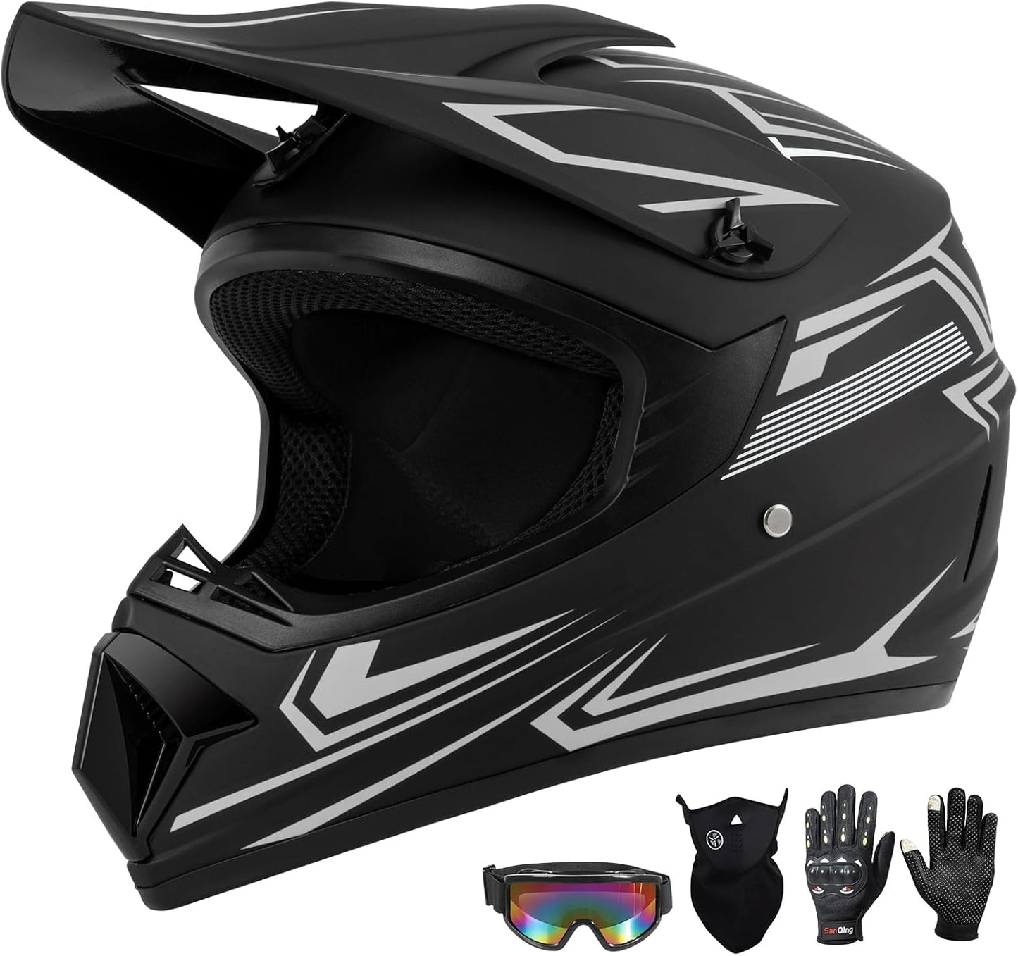 Youth Kids Dirt Bike Motocross Helmet Set with Goggles and Gloves