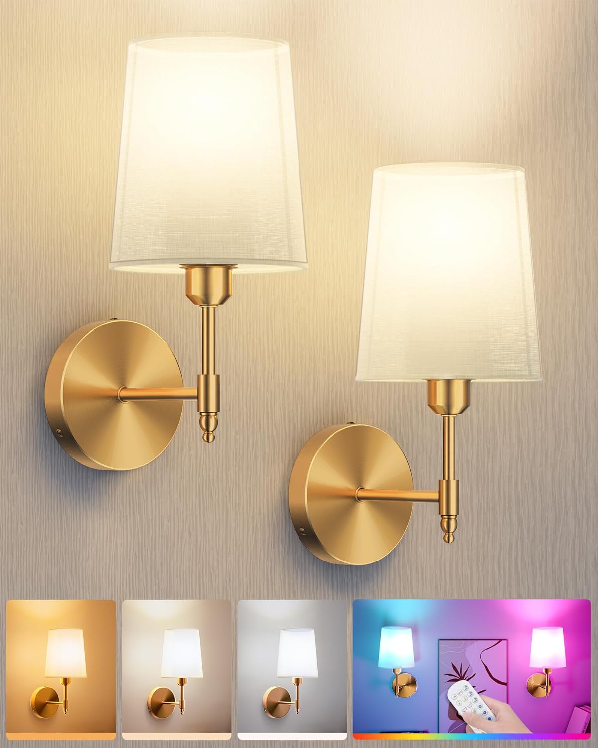 Ouyulong Battery Operated Wall Sconces Set of 2 for Any Room