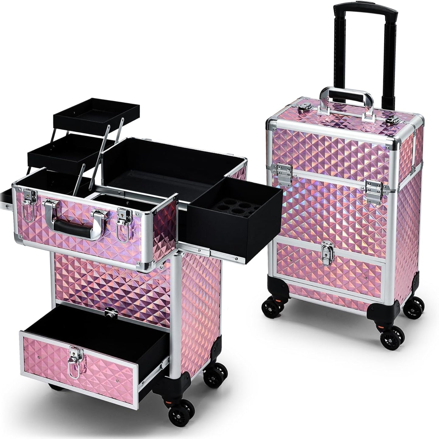 Rolling Makeup Case with Drawer for Mobile Stylists and Artists