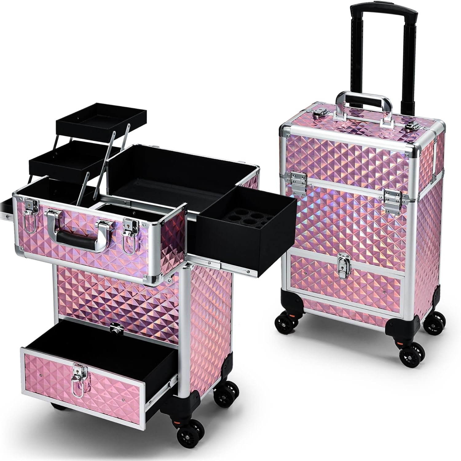 Rolling Makeup Case with Drawer for Mobile Stylists and Artists