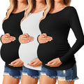 Ekouaer Womens Maternity Shirts 3-Pack Long Sleeve - Soft, Stretchy be