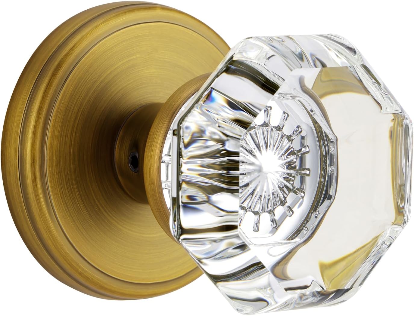 Antique Brass Crystal Door Knobs for Vintage Passage Glass Doors