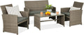 Outdoor Wicker Patio Conversation Set - Compact 4-Piece Seating