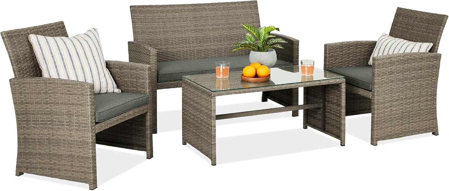 Best Choice Products 4-Piece Outdoor Wicker Patio Set for Comfort