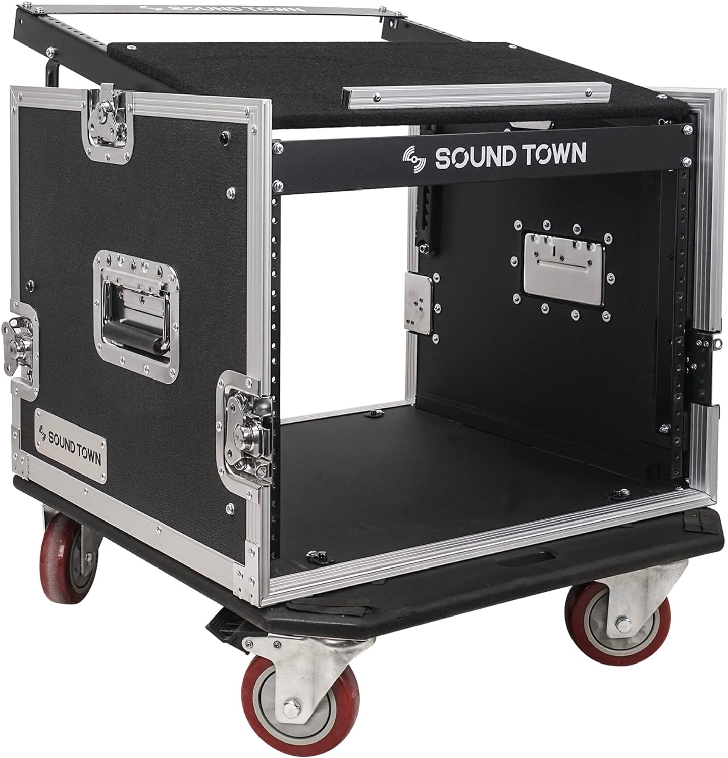 Sound Town 8U Audio Rack with 11U Slant Mixer Top for DJs