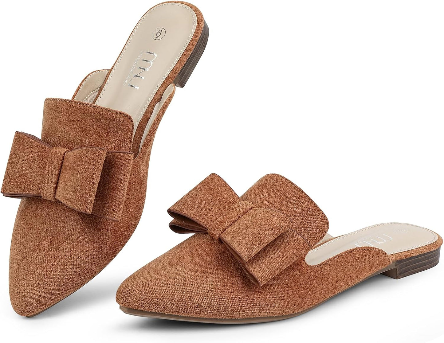 Comfortable Pointed Toe Mules Flats for Women by MUSSHOE