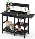 SERWALL Potting Bench Outdoor Potting Table with Sink - Durable HDPE