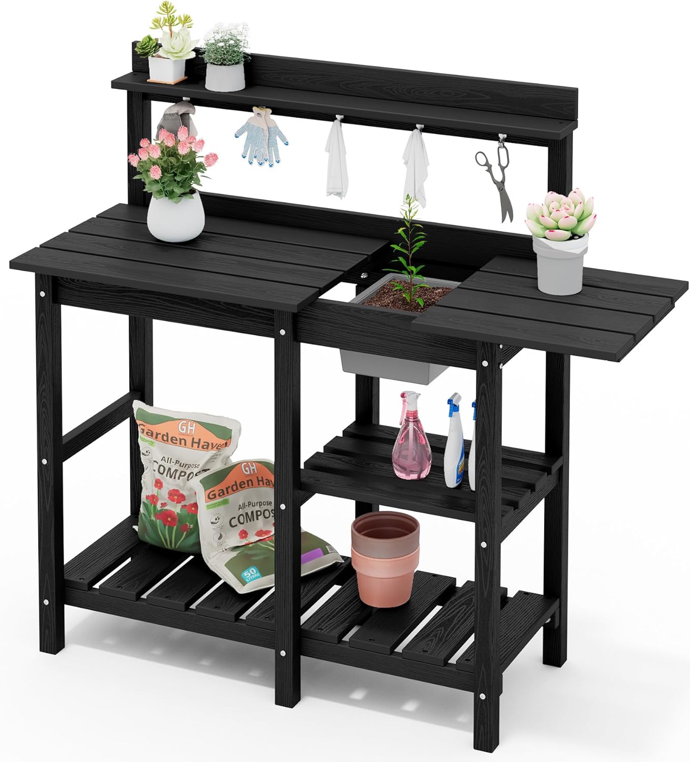 SERWALL Potting Bench with Sink: Durable Outdoor Gardening Table