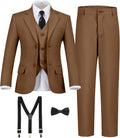 Boys Khaki 7 Piece Slim Fit Tuxedo Suit for Wedding and Formal Events