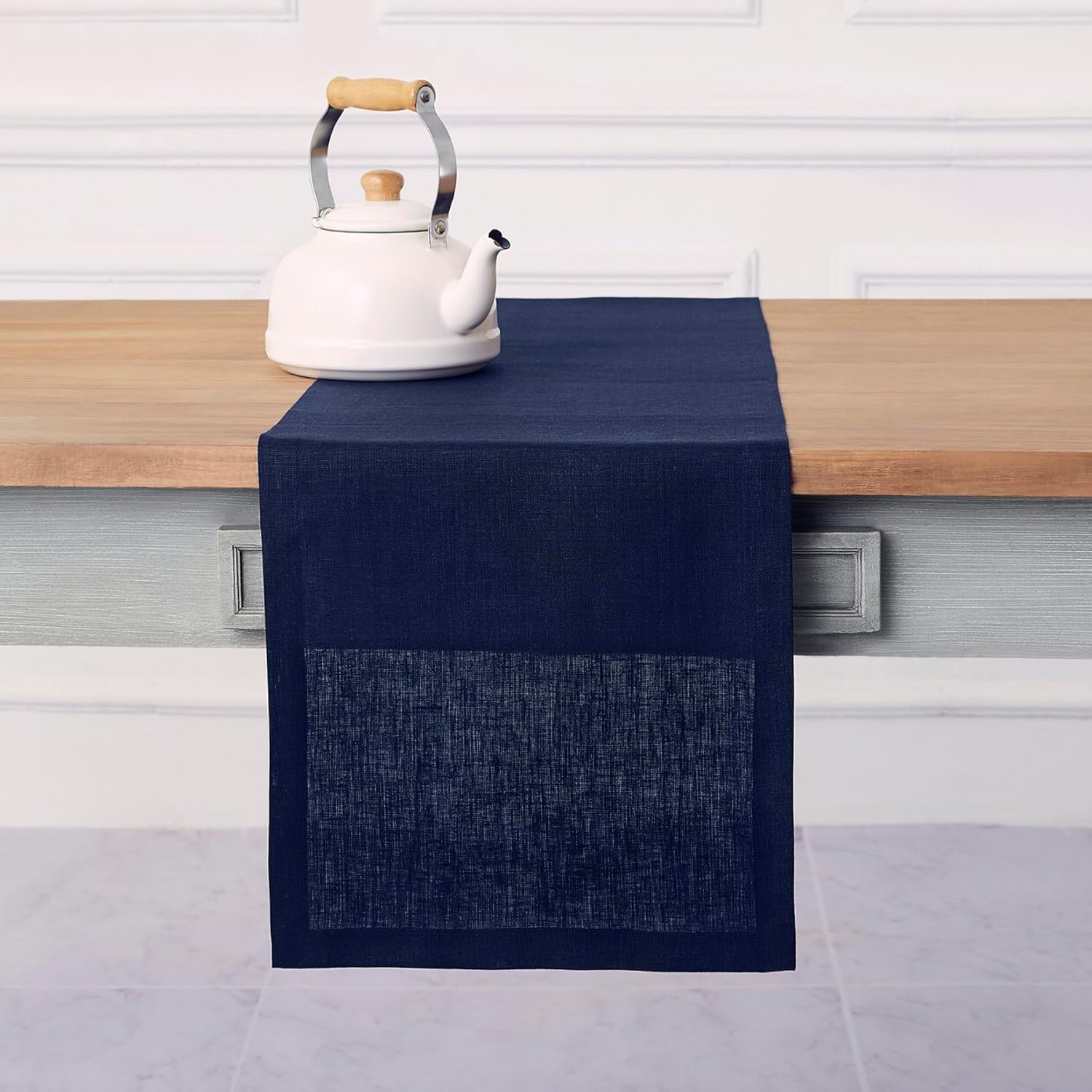 Navy Blue Table Runner 100% Pure Linen for Stylish Settings