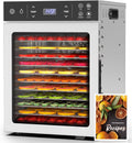 HOPERAN Food Dehydrator 12-Tray Stainless Steel - High-Capacity Home