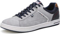 Mens Casual PU Leather Sneakers for Walking - Comfortable Lace-Up