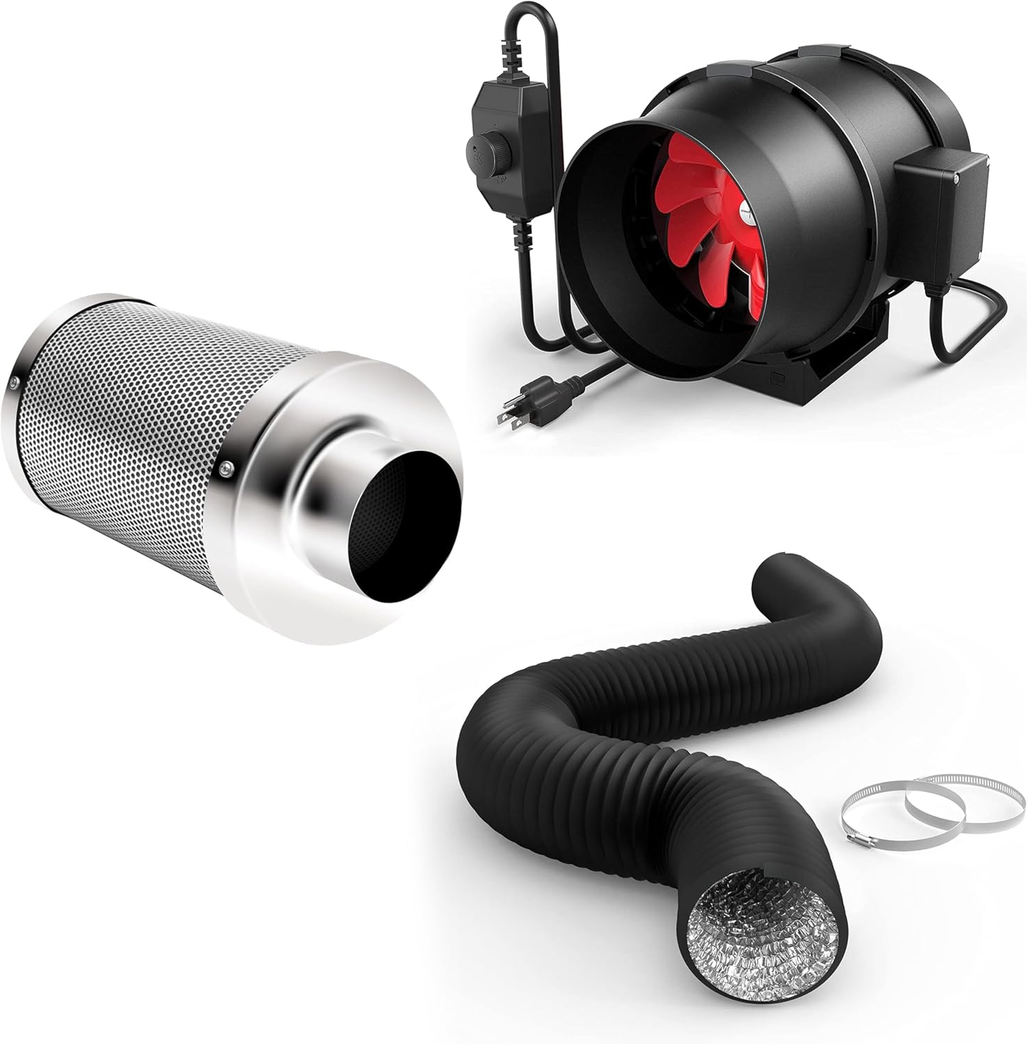 iPower Grow Tent Ventilation System - 395 CFM Inline Fan for Efficient Air Circulation