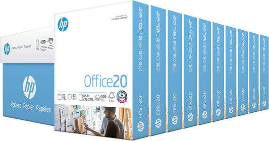 HP Printer Paper 8.5 x 11 Office 20 lb 10 Ream Case 5000 Sheets