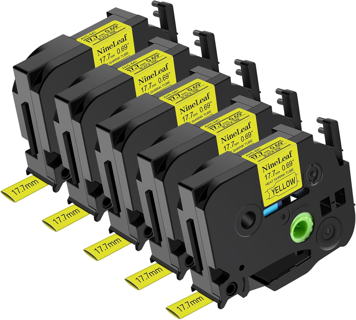 NineLeaf 5 Pack Compatible Label Tape for Ptouch Heat Shrink
