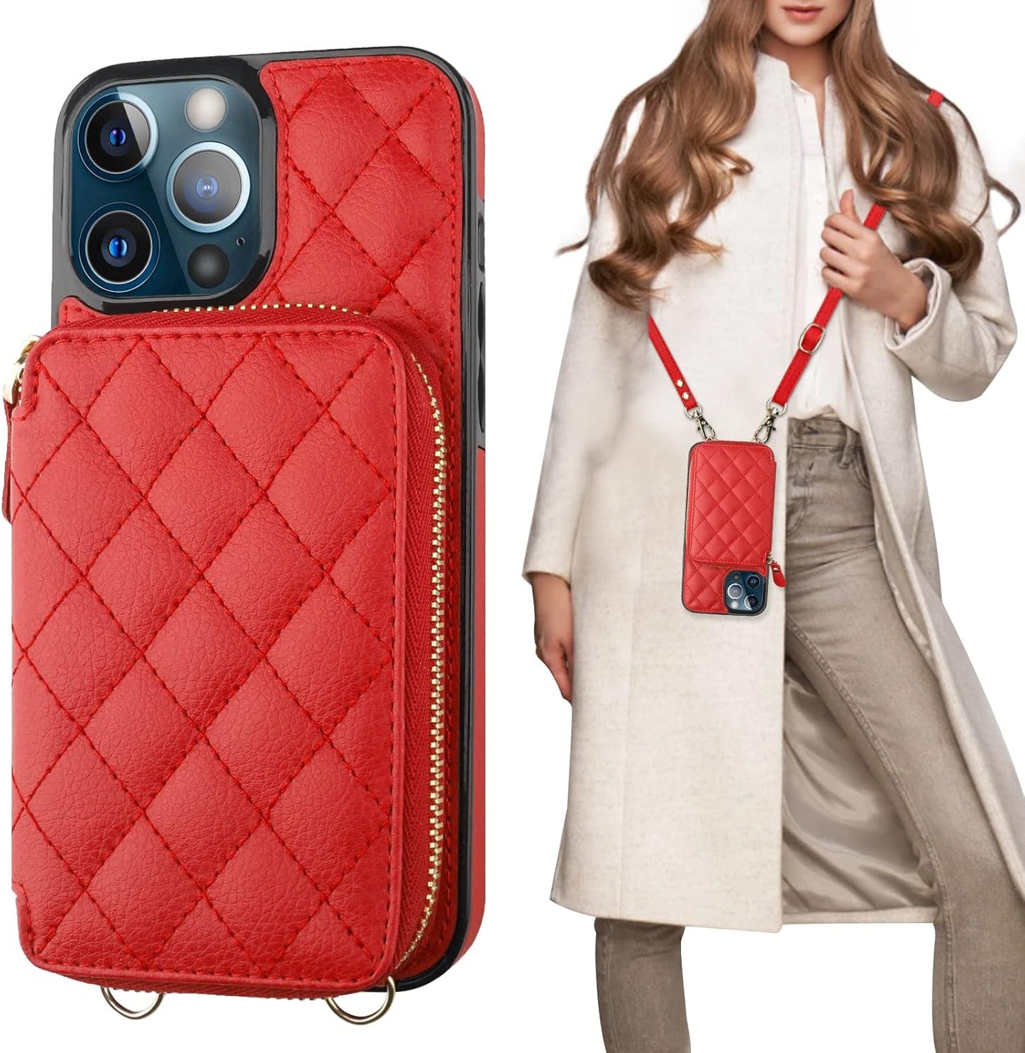 Bocasal Crossbody Wallet Case for iPhone 13 Pro Max - Stylish & Safe