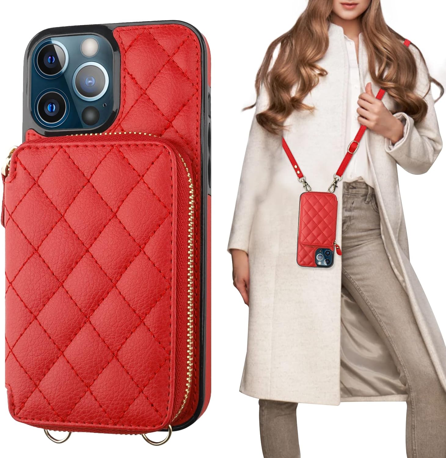 Bocasal Crossbody Wallet Case for iPhone 13 Pro Max - Stylish & Safe