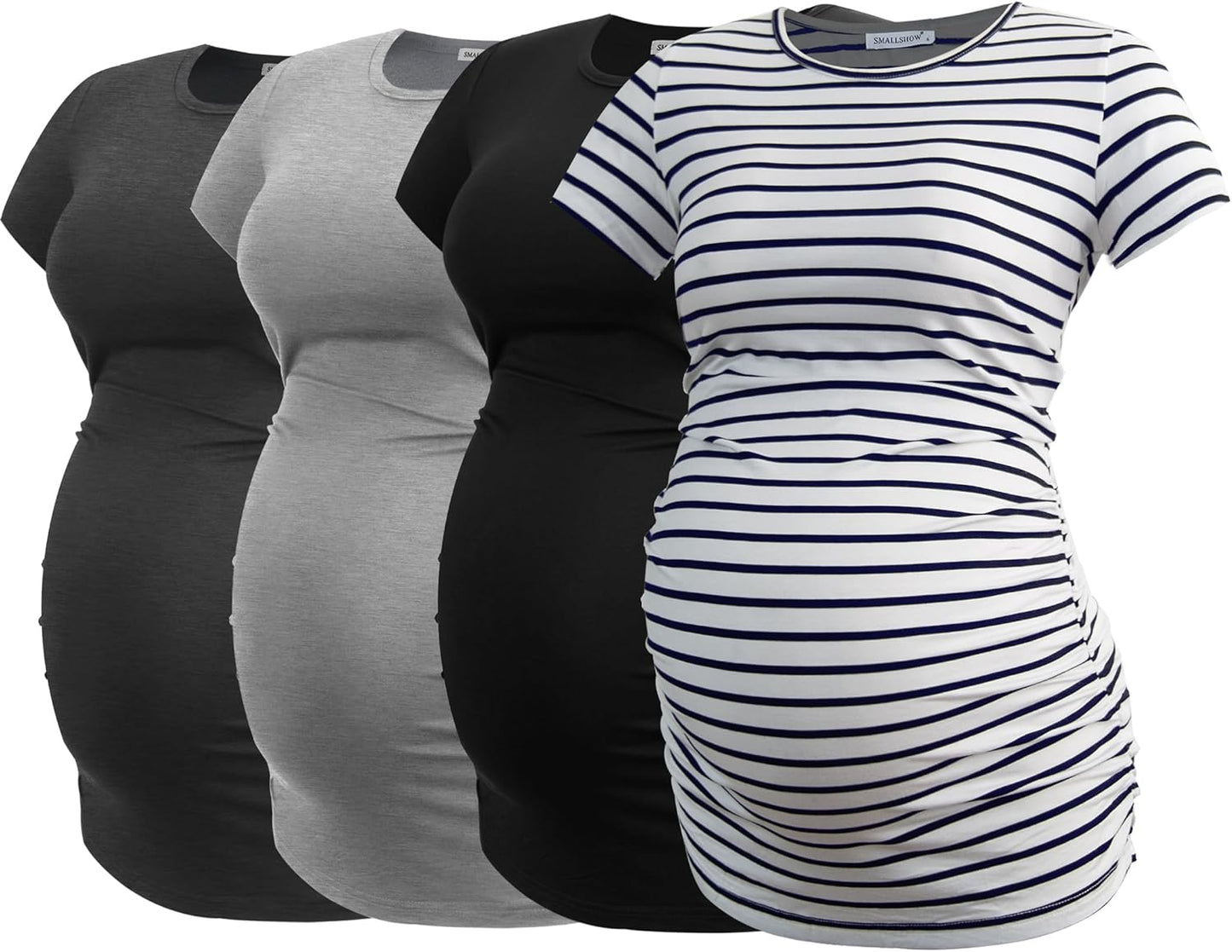 Smallshow Women's Maternity Shirts 4 Pack for Every Stage