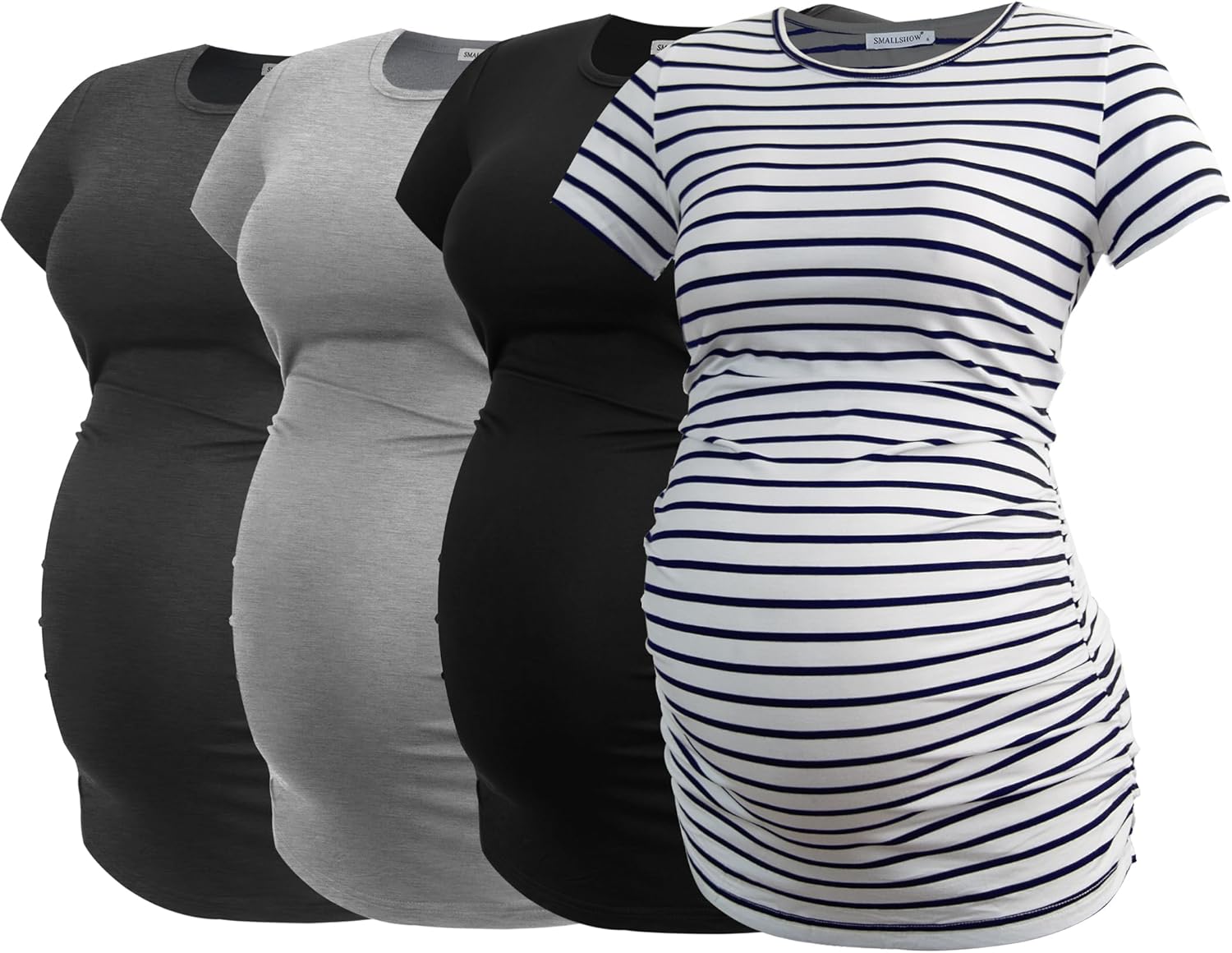 Smallshow Women's Maternity Shirts 4 Pack for Every Stage
