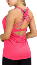 icyzone Women's Open Back Yoga Tank Top with Built-In Bra (Style WP74)