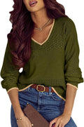 SHEWIN Women's Crochet Pullover Sweater - Lightweight Casual Fit Shoes