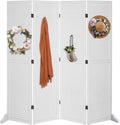 White 4 Panel Pegboard Freestanding Room Divider - 5 ft Portable