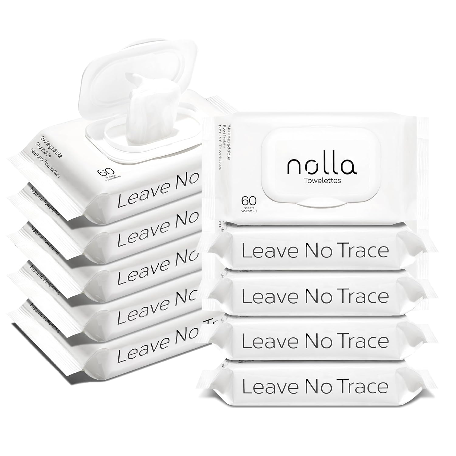 Nolla Flushable Wipes - 100% Plant-Based and Biodegradable