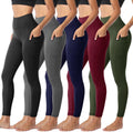 Leggings for Women 5 Pack High Waisted Black - Tummy Control