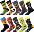 Mens Dress Socks Funny Colorful Crazy Crew Socks - Comfortable Cotton