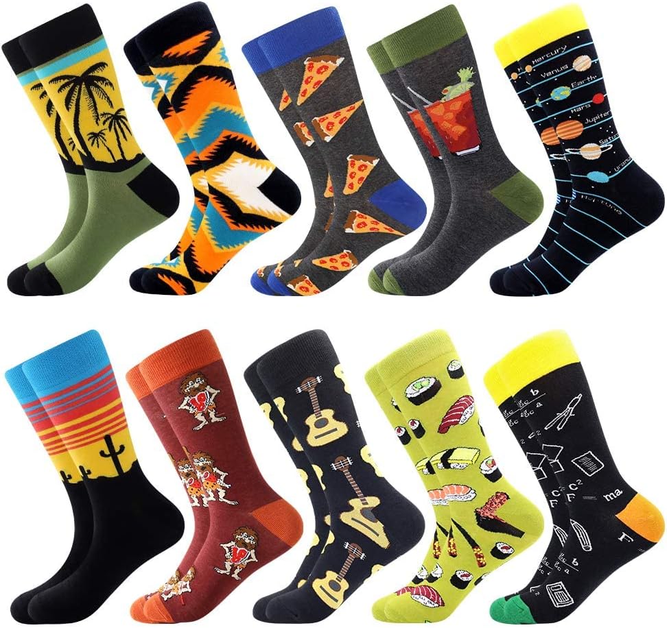 BISOUSOX Mens Dress Socks for Fun and Colorful Style