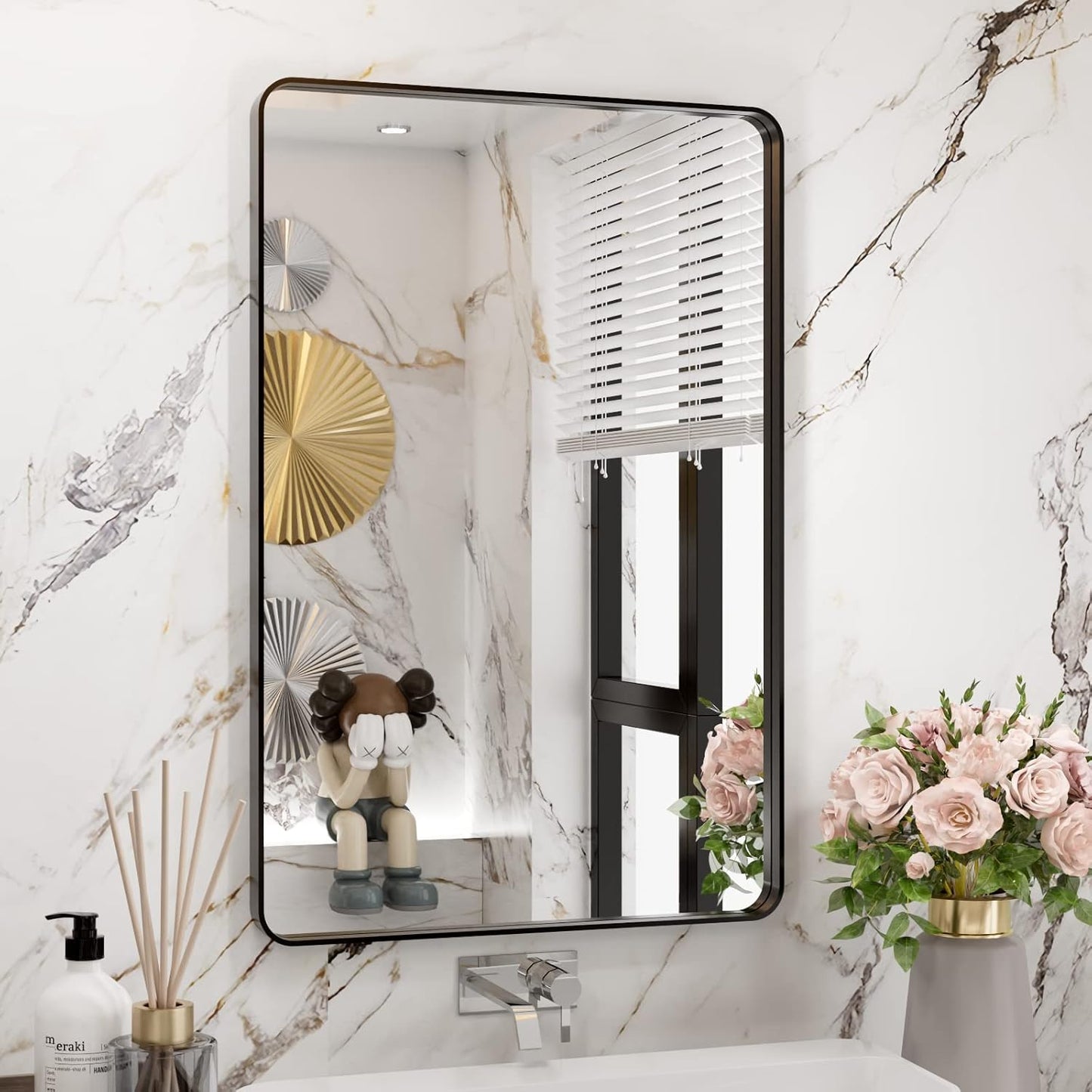 WEER Black Bathroom Mirror 20X30 Inch with Durable Frame