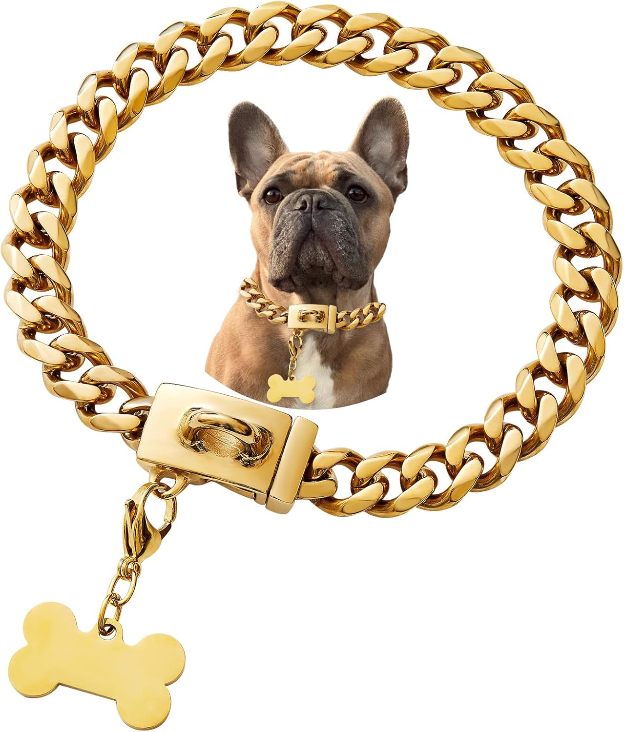 Stainless Steel Buckle Dog Collar for Large Breeds, 24 Inch