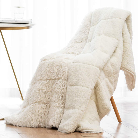 Wemore Shaggy Long Fur Weighted Blanket for Cozy Comfort