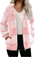 Womens Sherpa Fleece Zip Up Hoodie Coat - Oversized Cozy Fit