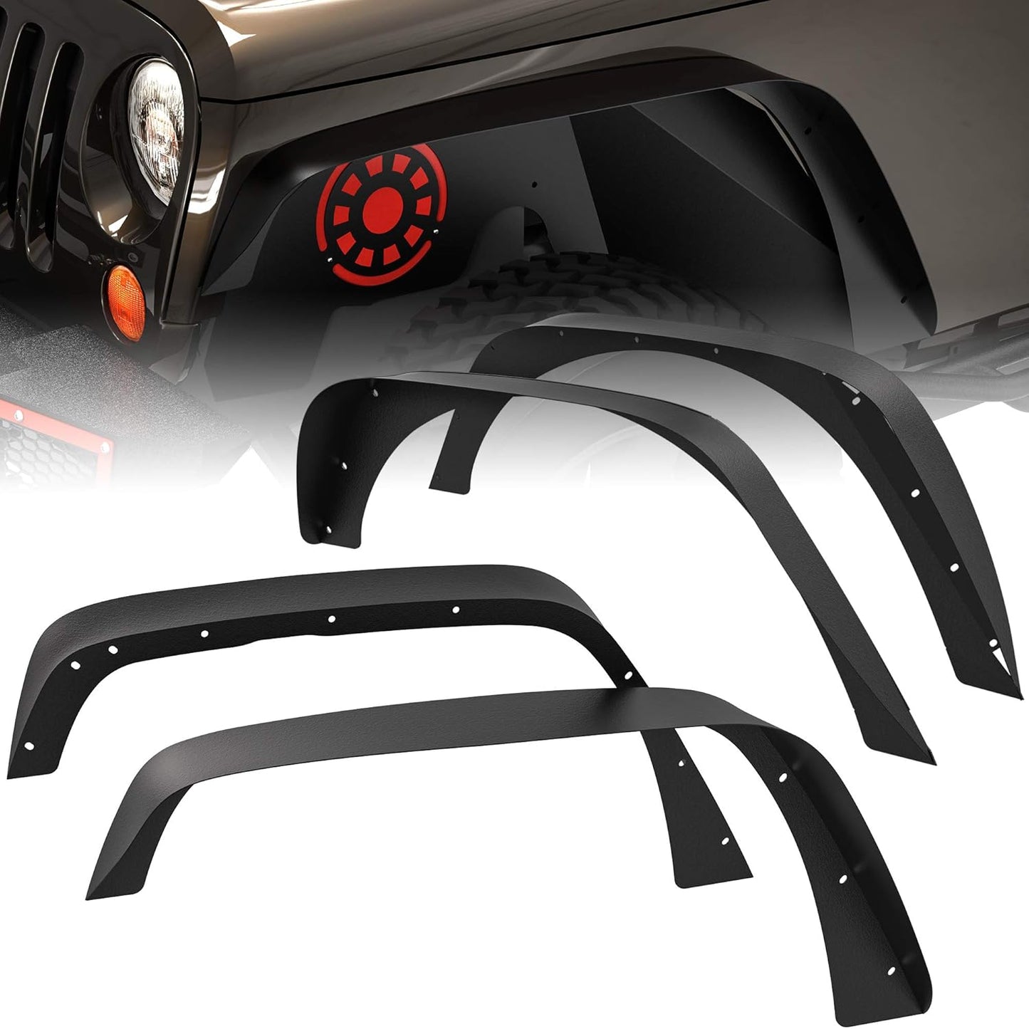 OEDRO Flat Front & Rear Fender Flares for Jeep Wrangler JK