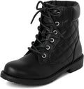Girl's Lace Up Combat Boots - Durable Zip-Up Fashion
