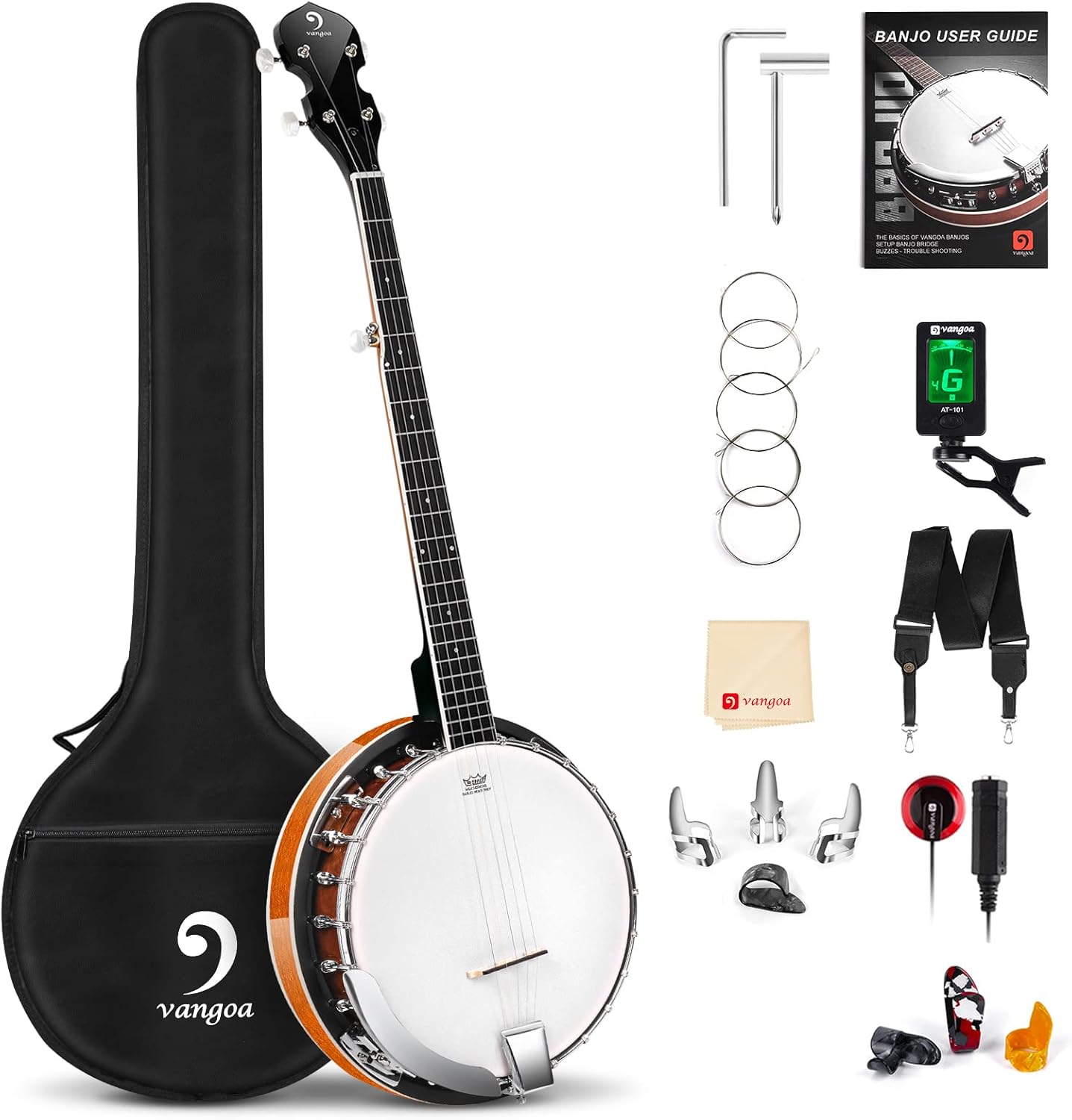 Vangoa Banjo 5 String Full Size Beginner Kit with Premium Bag