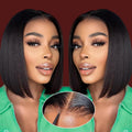 Bob Wig Human Hair 4x4 HD Lace Short Straight Bob 12in - Glueless Ease