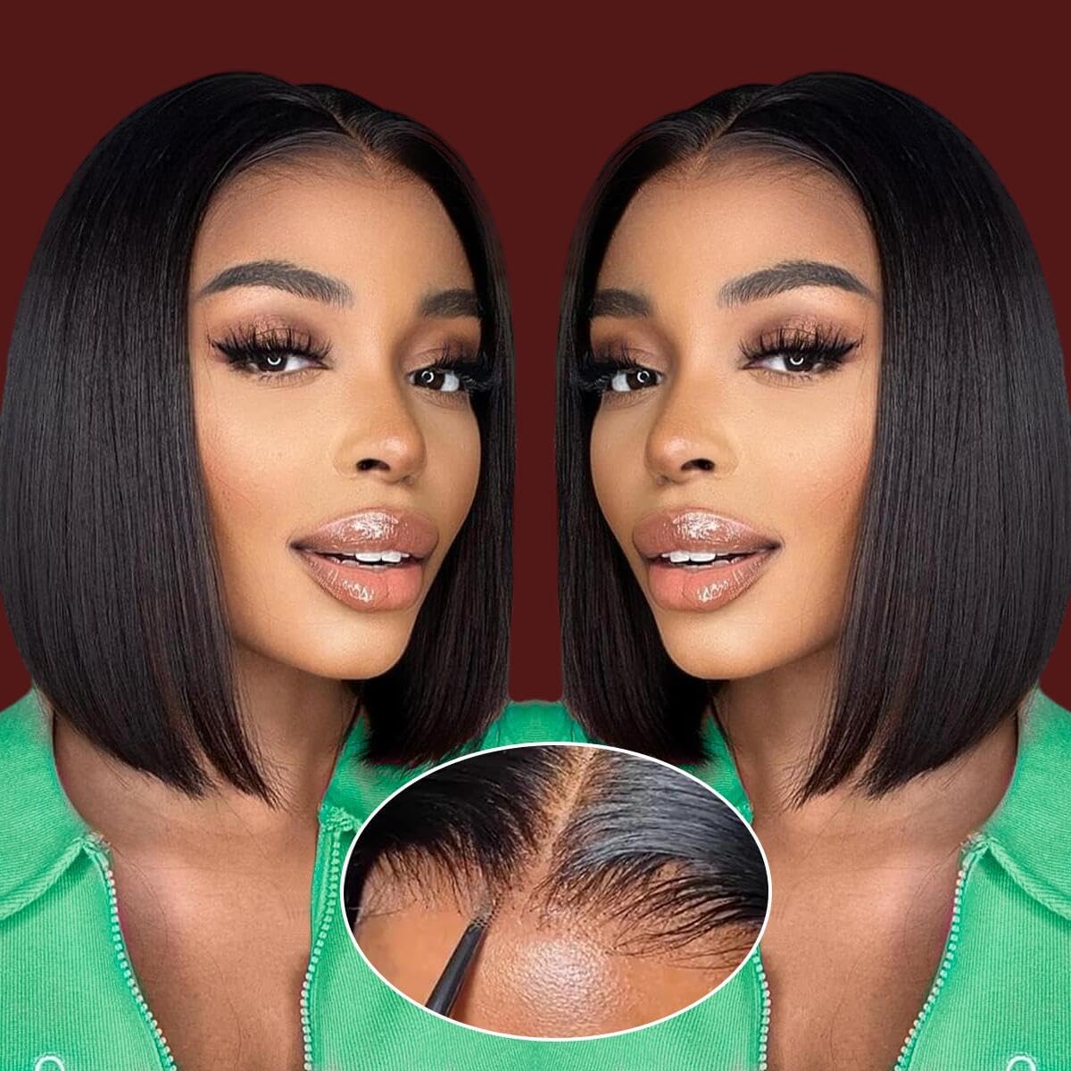 Bob Wig Human Hair Glueless Wigs for Black Women 12 inch