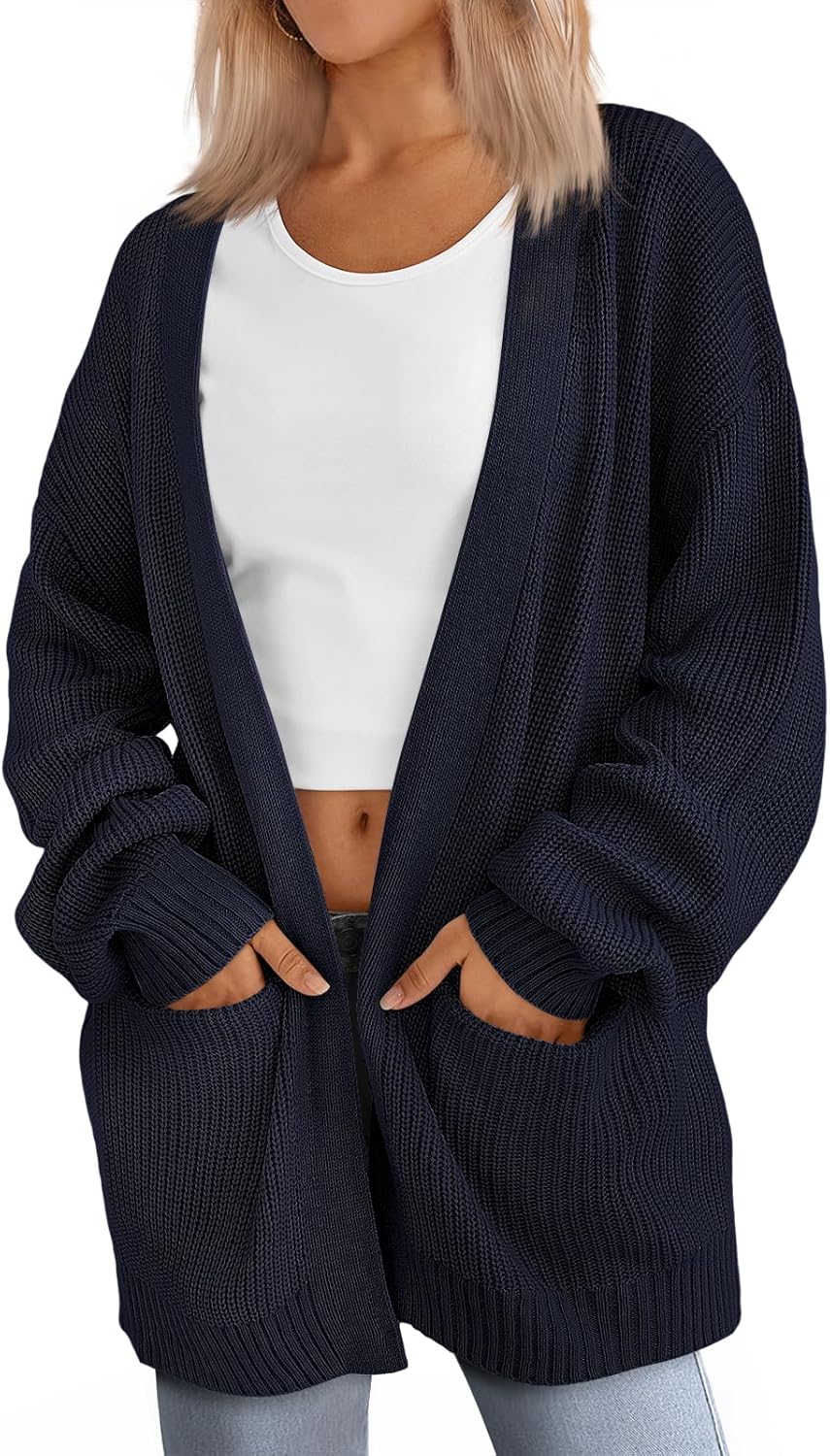 LILLUSORY Womens Oversized Cardigans Soft Knit Sweater with Pockets