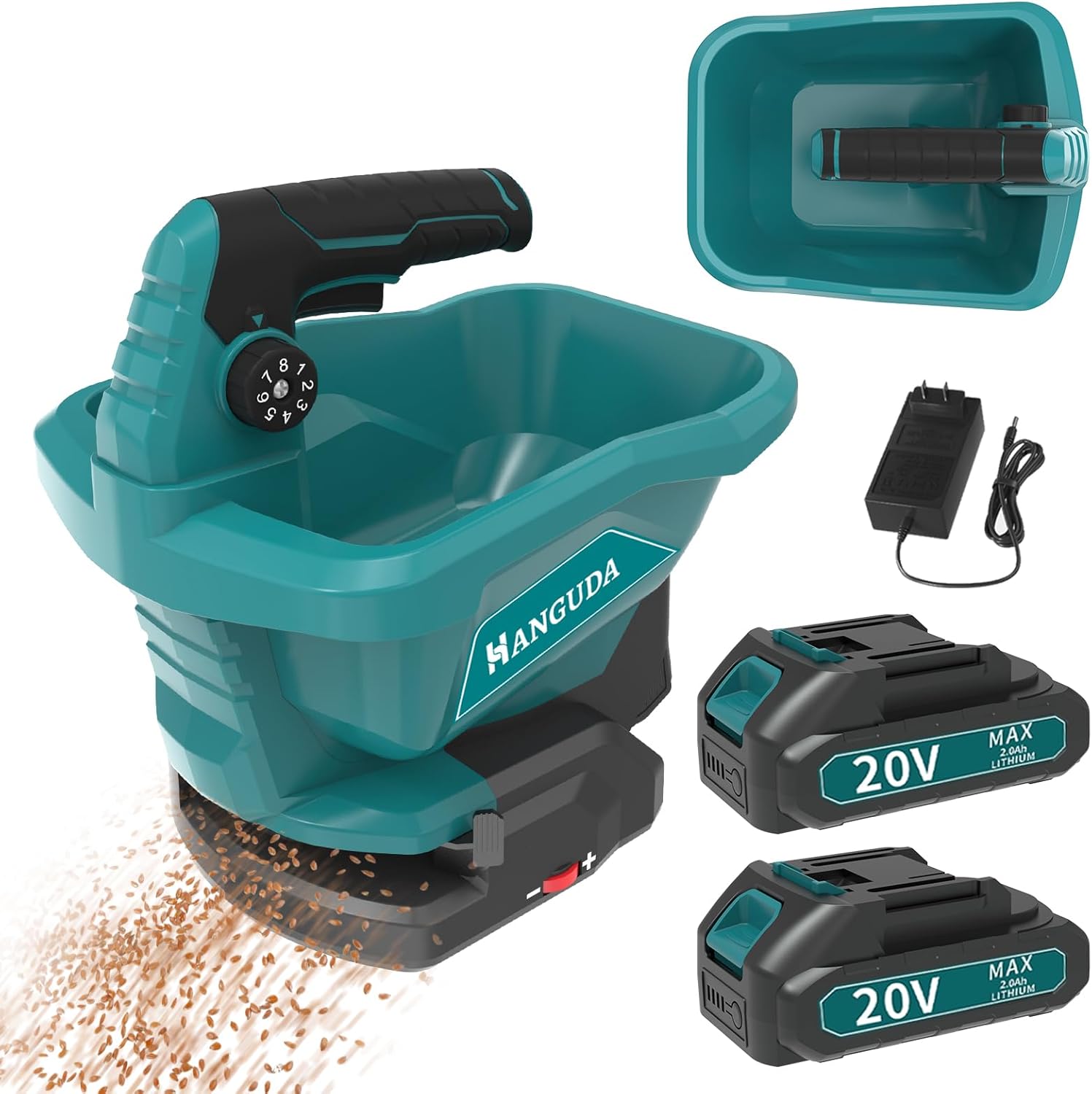 20V Electric Seed Spreaders for Lawns with 6-Speed Adjust